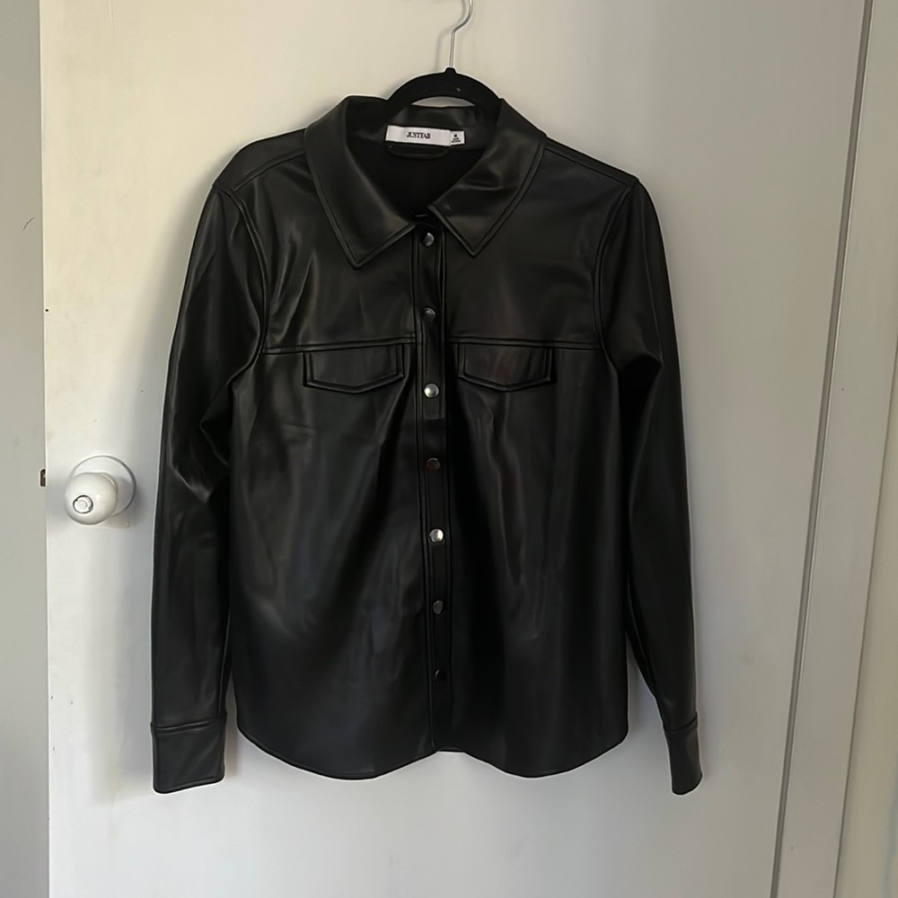 JUSTFAB pleather button down - Picture 2 of 6